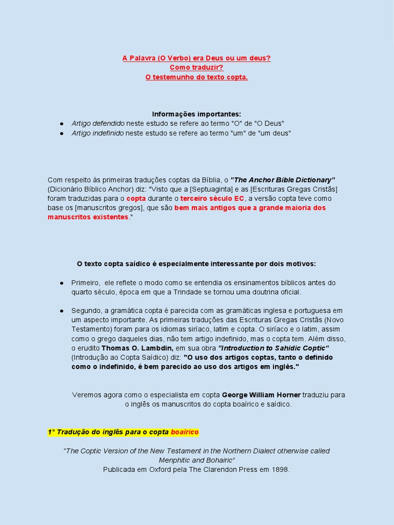 Copta João 1 1 Pdf Bíblia Idiomas