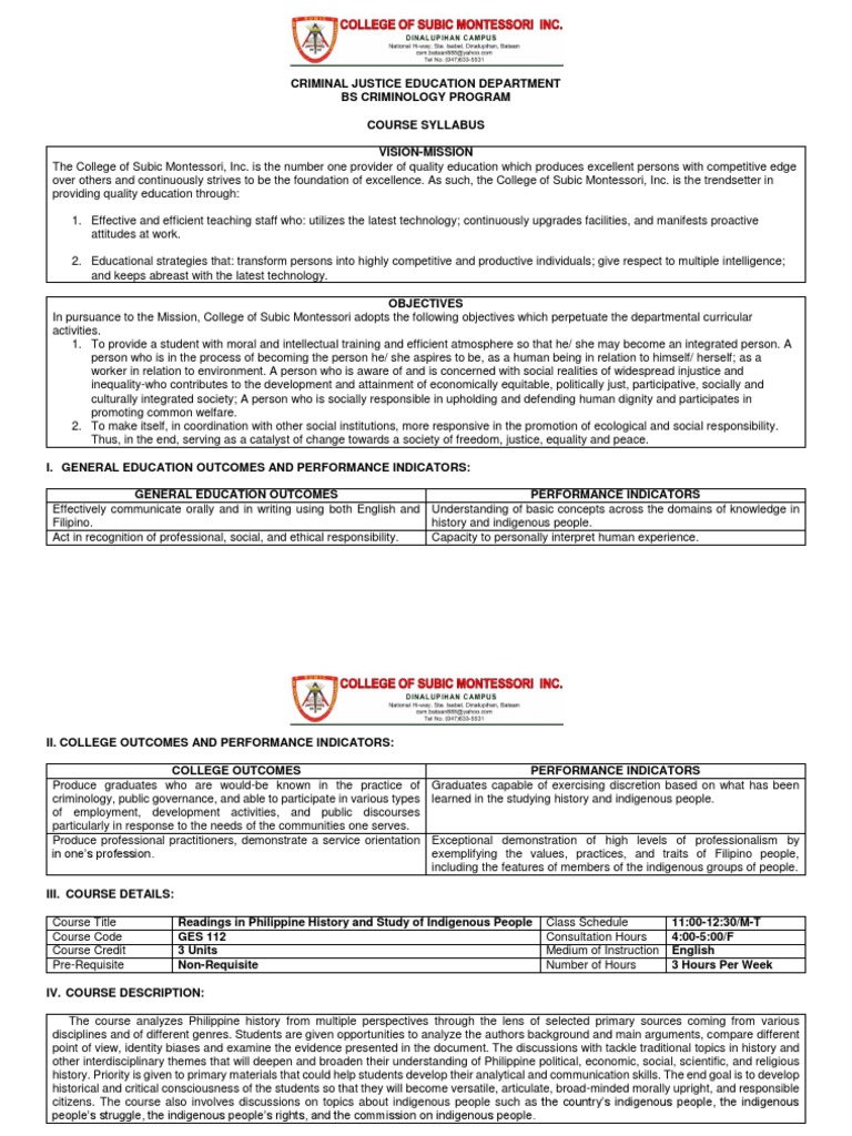 Criminal Justice Education Department Bs Criminology Program Course