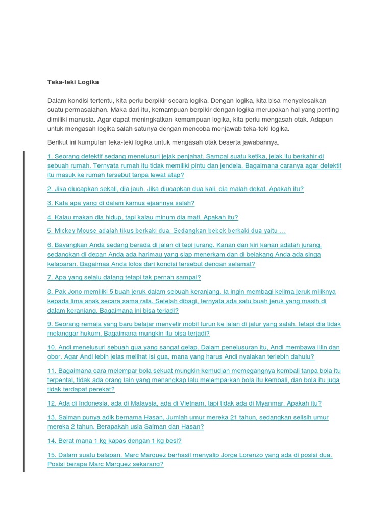 Kumpulan TekaTeki Logika PDF