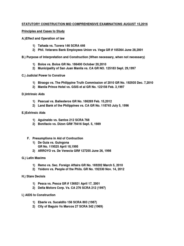 Statutory Construction Cases PDF