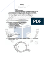 Biology: (Circulatory, Excretory and Nervous System) 50 Marks, 1.5 Hours