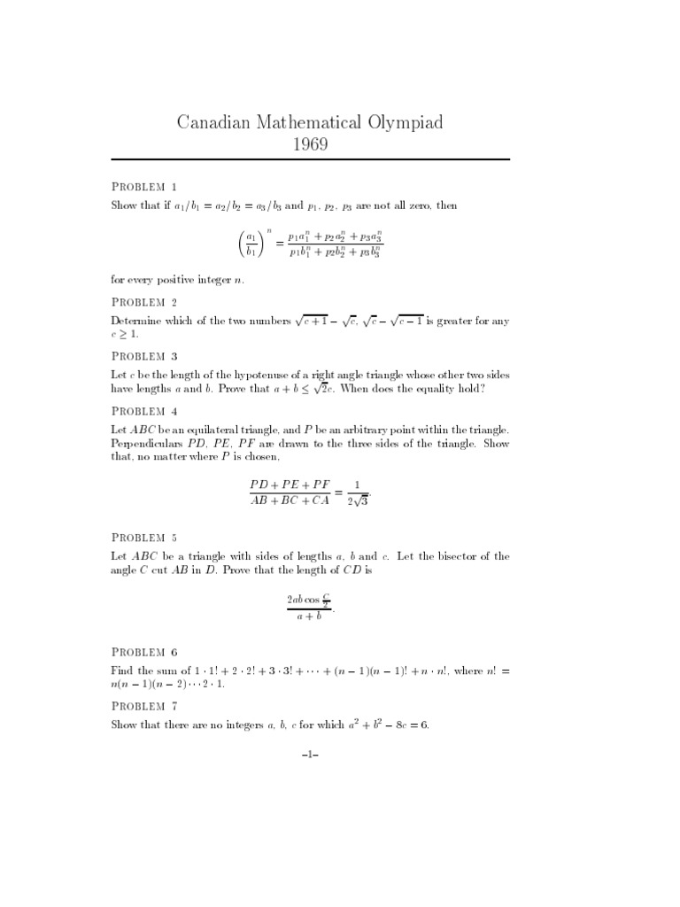 Canadian Mo 1969 19 Solutions From 1994 19 Pdf Circle Triangle