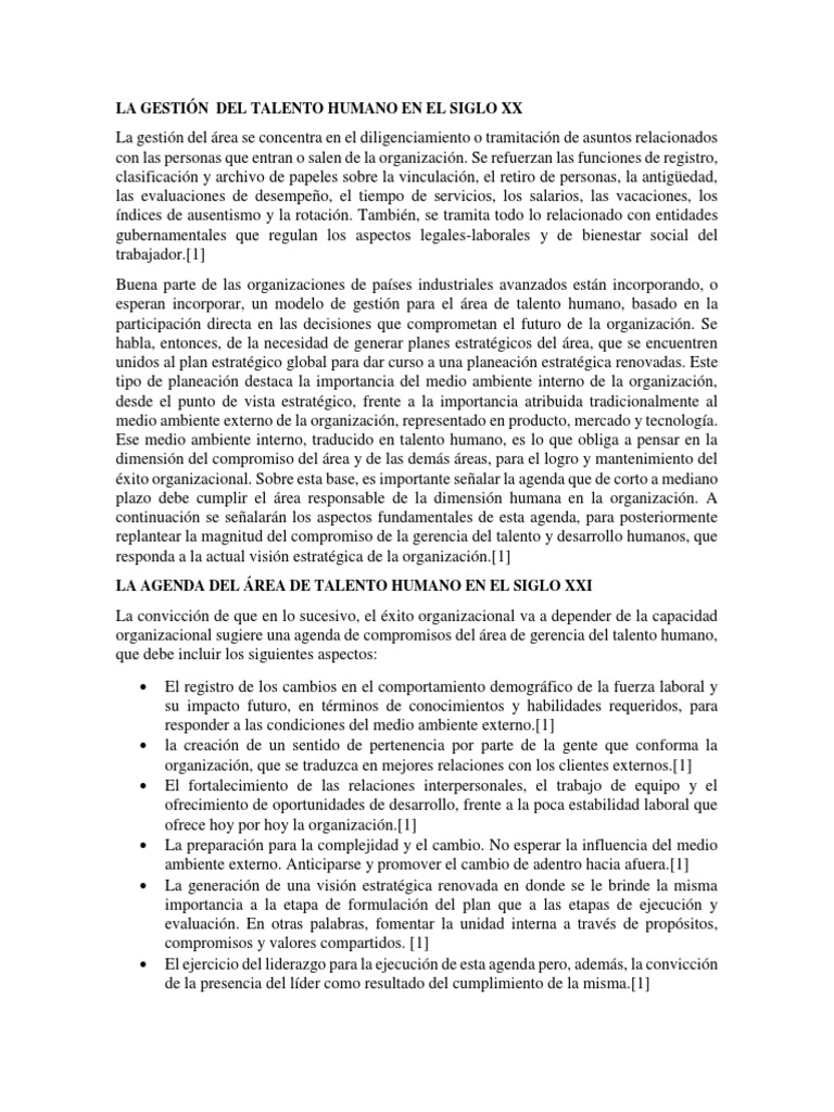 Gestión del Talento Humano en el Siglo XXI | PDF | Gestión del talento ...