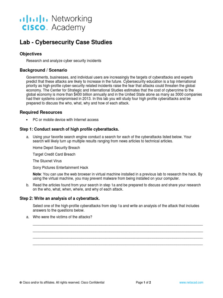 1.1.1.5 Lab Cybersecurity Case Studies.docx Security Engineering