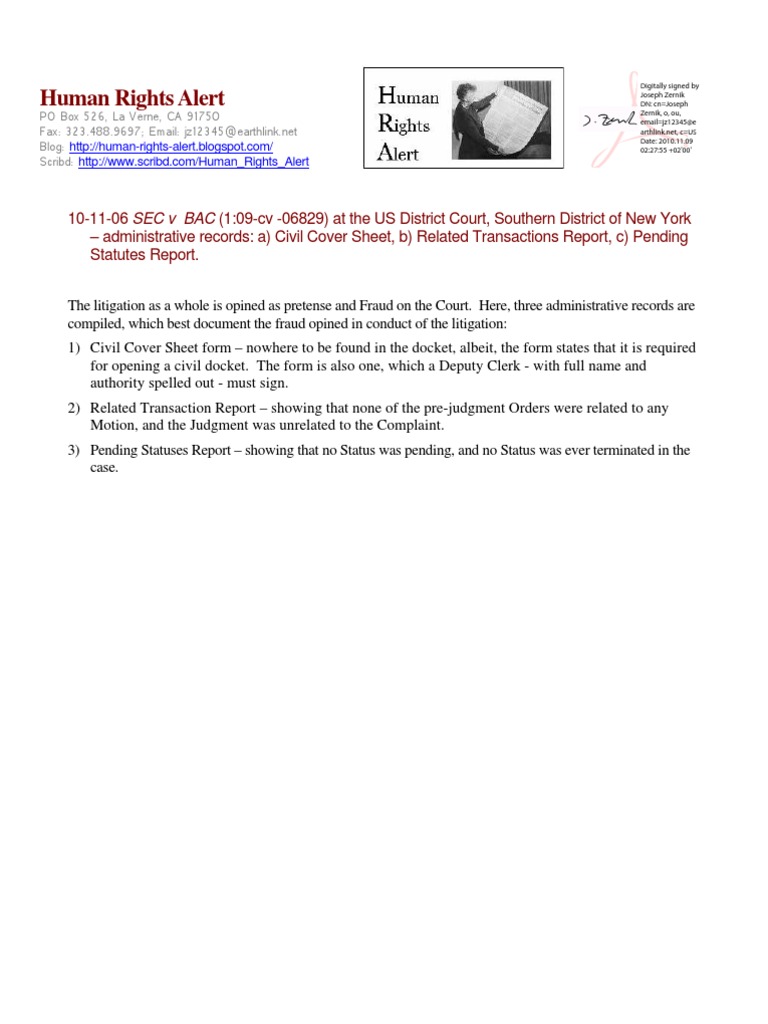 Human Rights Alert PO Box 526, La Verne, CA 91750 Blog Scribd  PDF