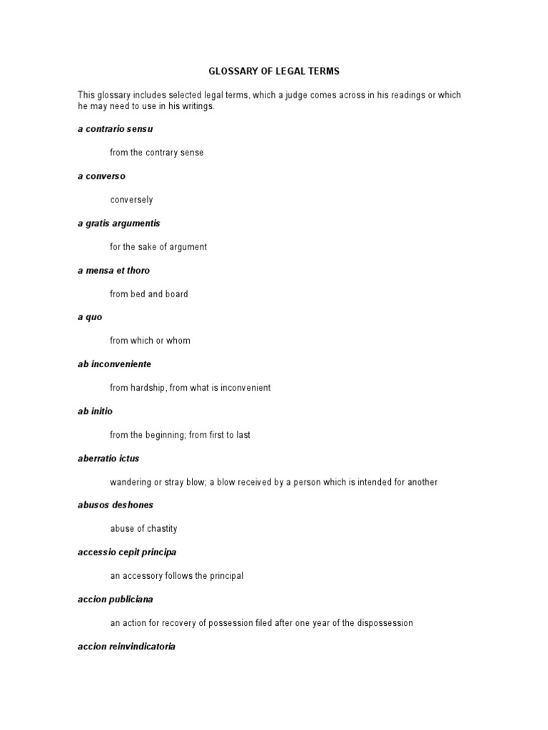 Glossary Of Legal Terms Pdf Amicus Curiae Justice