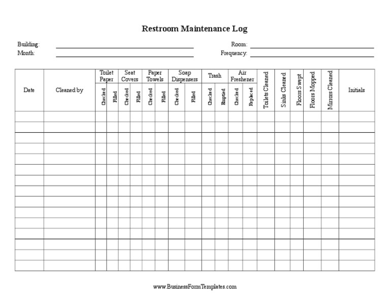 Restroom Cleaning Checklist PDF Public Toilet Waste Management