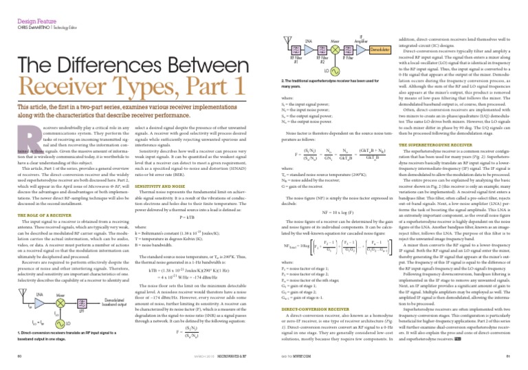 Overview of Receiver Types | PDF | Radio Technology | Telecommunications