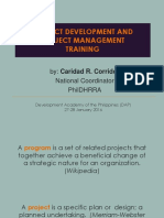 Project Development and Project Management Training: By: Caridad R. Corridor National Coordinator Phildhrra