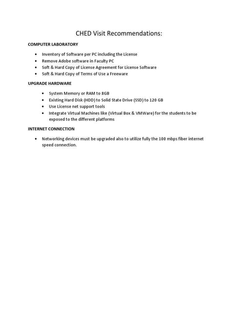 CHED Computer Lab Upgrade Recommendations | PDF