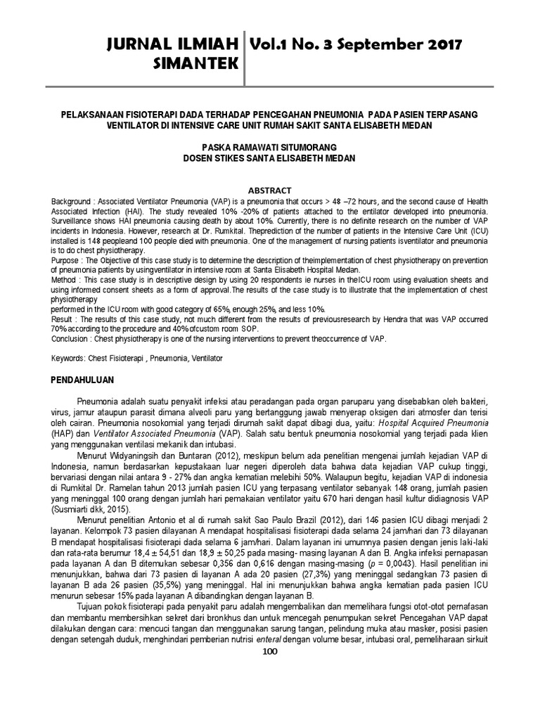 Jurnal Ilmiah Simantek Vol.1 No. 3 September 2017 | PDF | Pneumonia ...