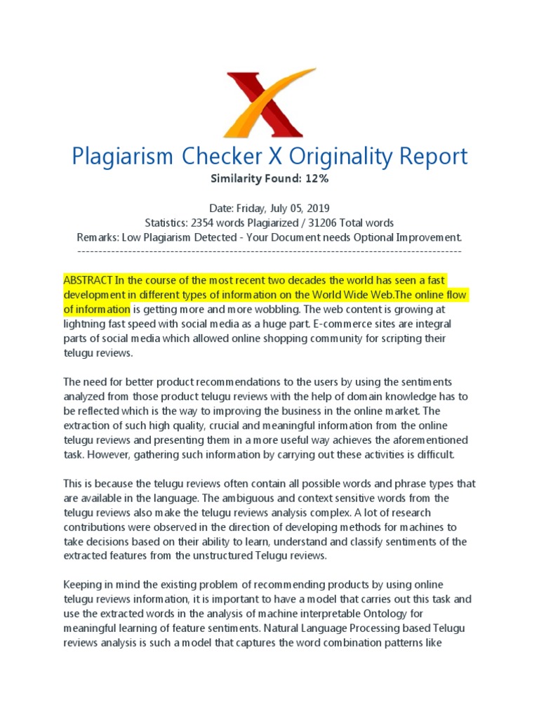 Plagiarism - Report | Areas Of Computer Science | Cognition