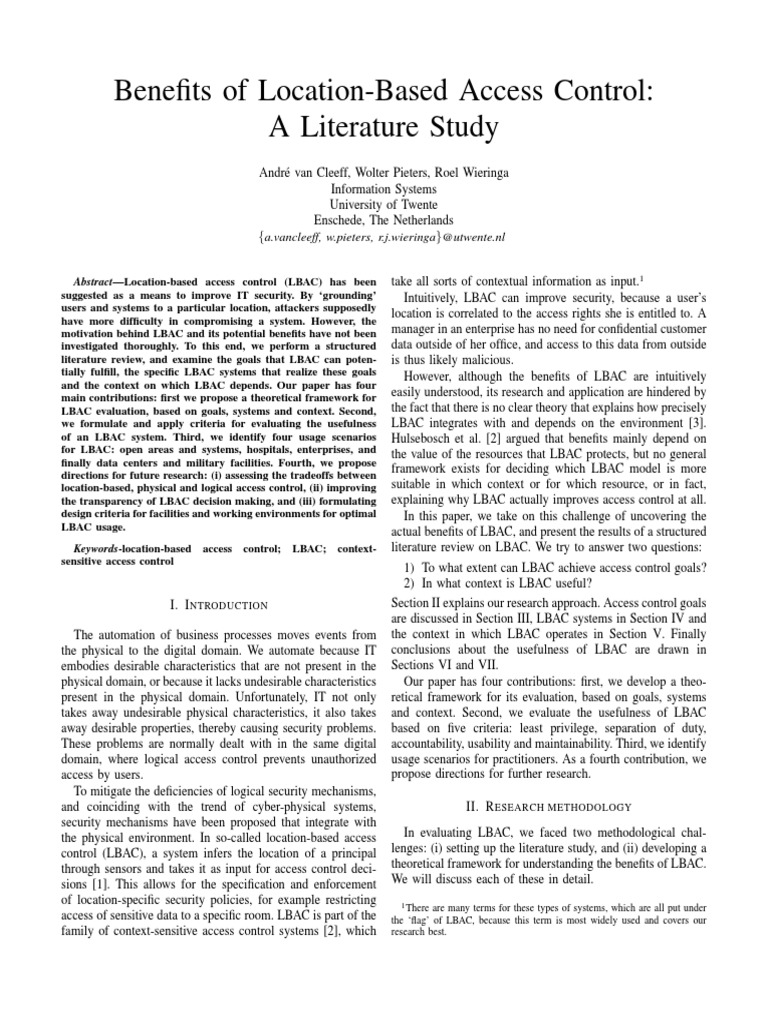 Benefits of Location-Based Access Control | PDF | Information Security ...