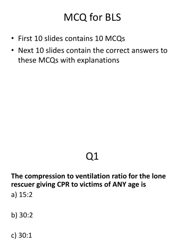 BLS MCQ For Final Exam PDF PDF Cardiopulmonary Resuscitation