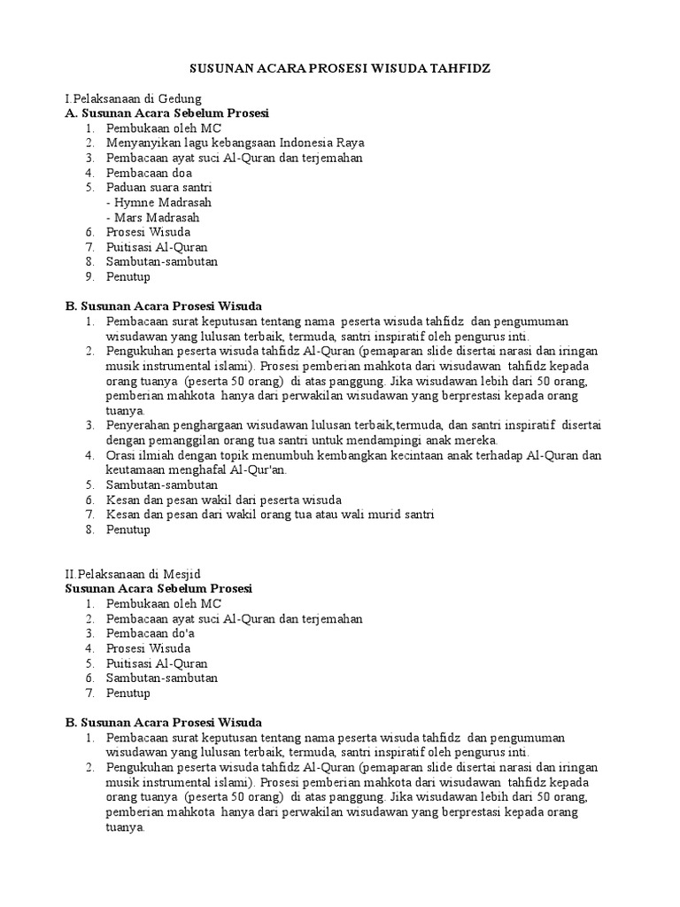 Prosesi Wisuda Tahfiz Odt