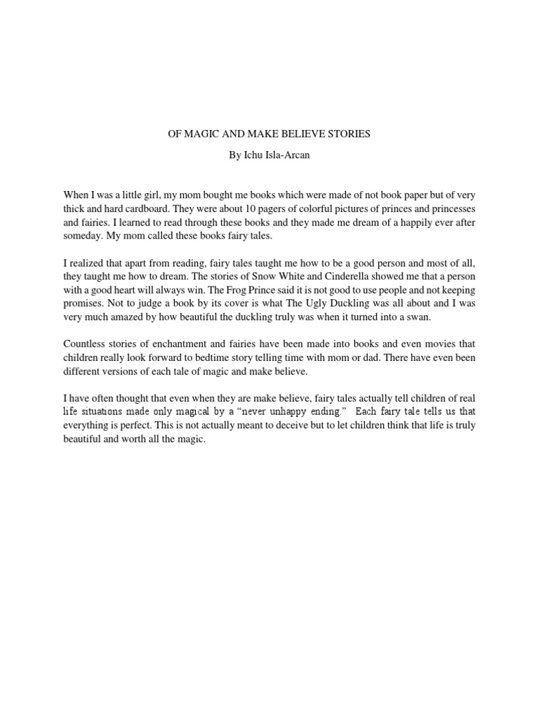 Of Magic And Make Believe Stories Docx