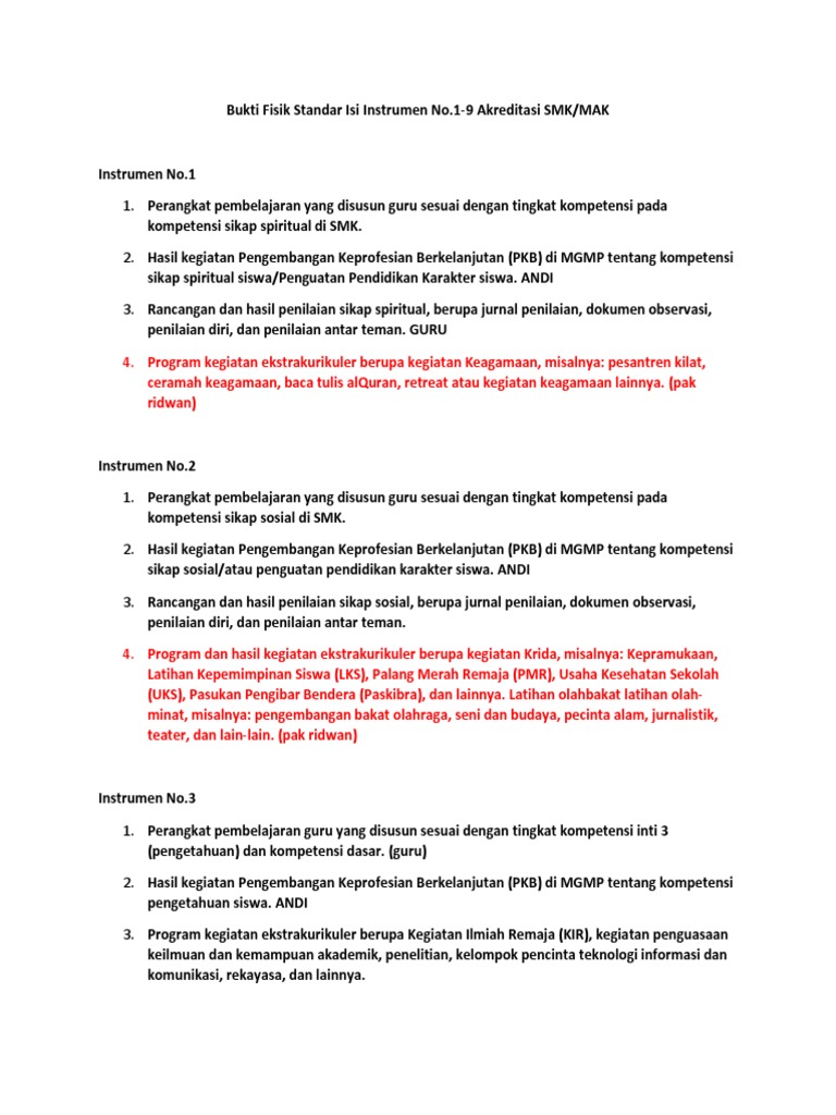 Bukti Fisik Standar Isi Instrumen No.19 Akreditasi SMK PDF