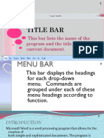 Title Bar: This Bar Lists The Name of The Program and The Title of The Current Document