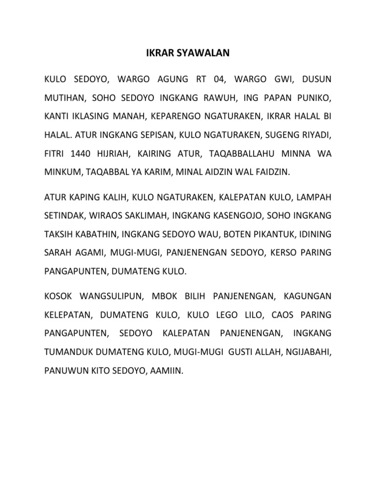 Ikrar Syawalan Pdf