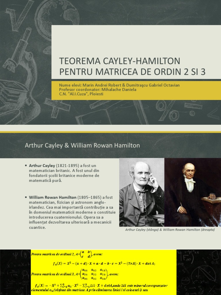 Teorema CayleyHamilton Pentru Matricea de Ordin 2 Si 3 PDF