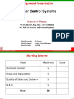 Linear Control Systems: Assignment Presentation