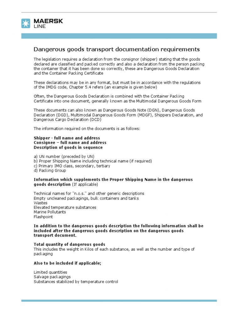 Dangerous Goods Transport Docs Guide | PDF | Dangerous Goods | Cargo