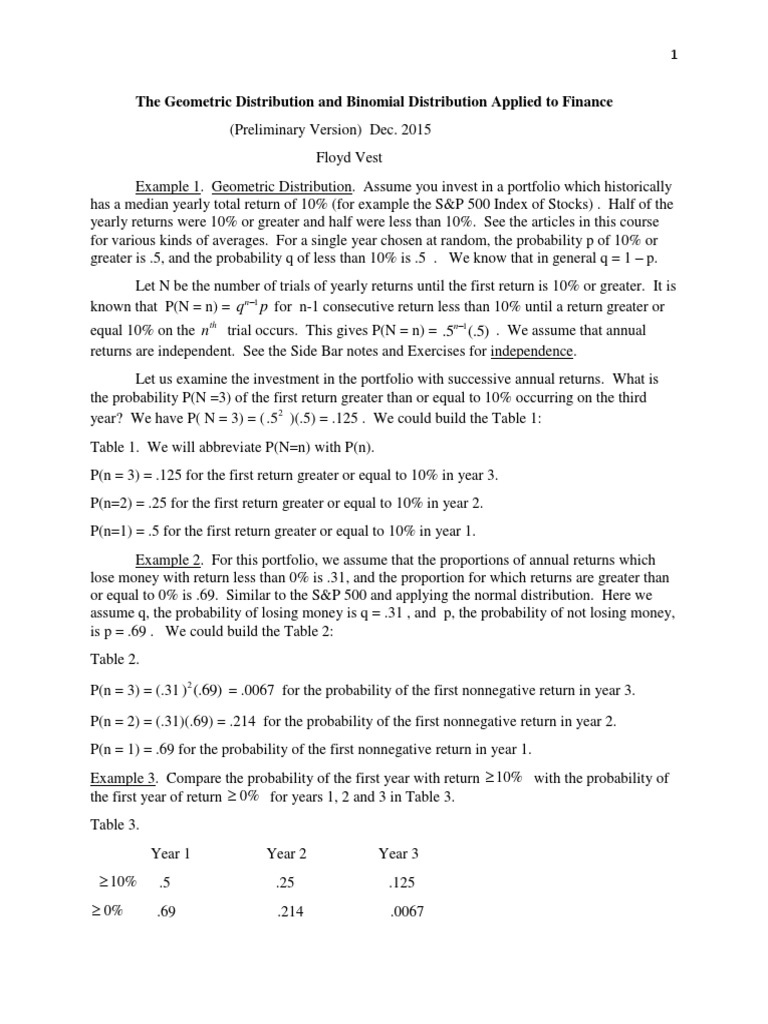 Geometric and Binomial Distributions in Finance | PDF | Retirement ...