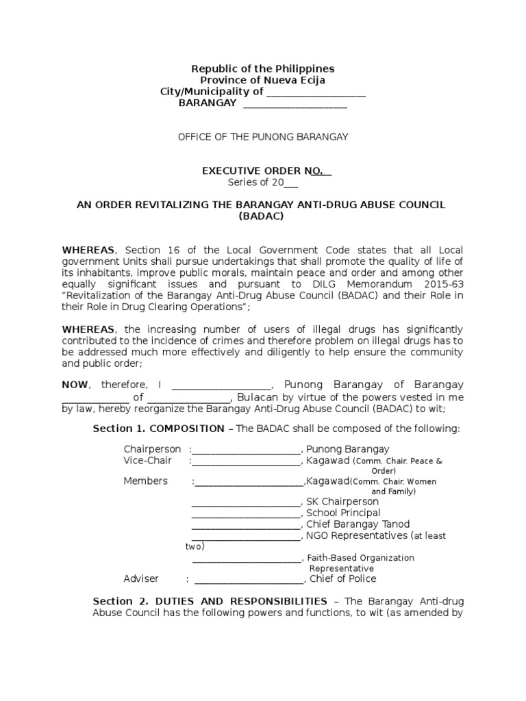 Executive Order Badac PDF Substance Abuse Justice