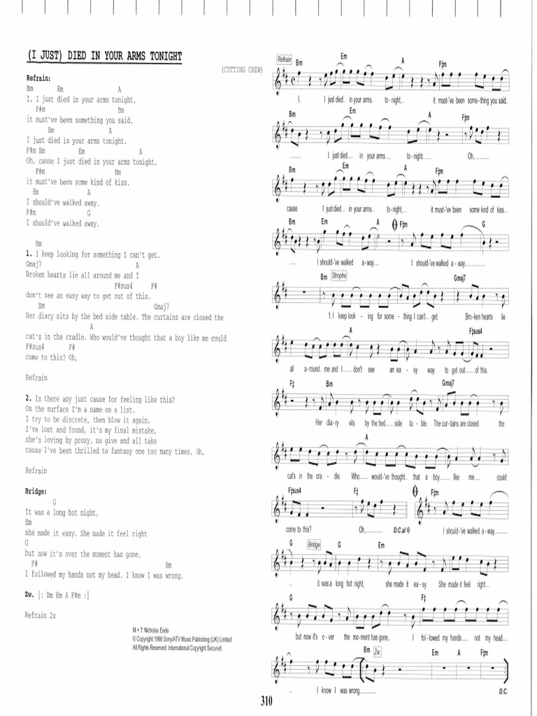 (I Just) Died in Your Arms Tonight Cutting Crew PDF PDF
