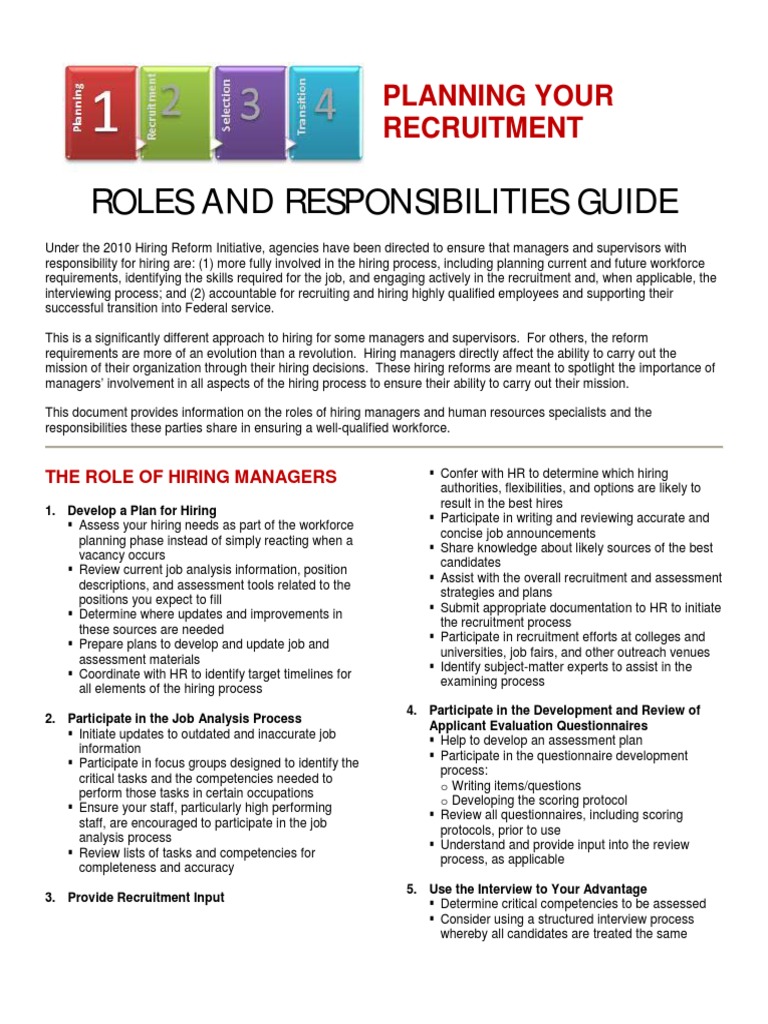 Recruitment Roles and Responsibilities Guide | PDF | Recruitment ...