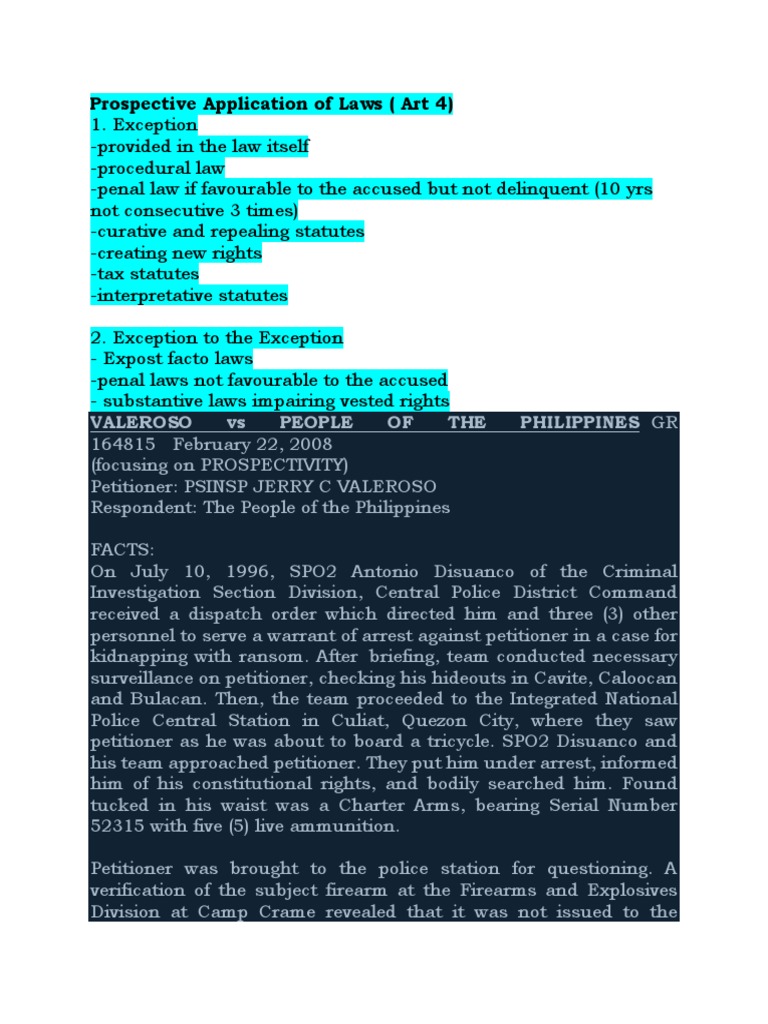 Prospective Application of Laws Explained | PDF | Ex Post Facto Law ...