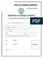 Government of Andhra Pradesh: Residence Cum Identity Certificate