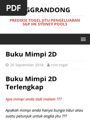 Buku Mimpi 2d Alat Prediksi Jitu Togel Sgp Hk Sidney Nggrandong