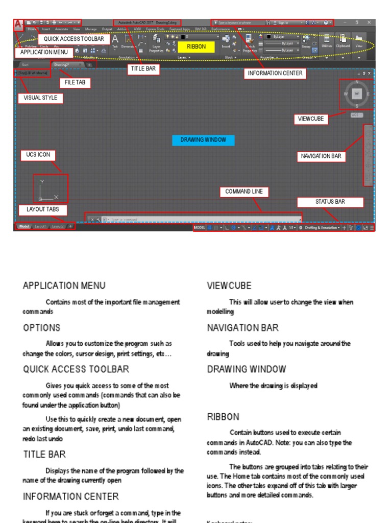 AutoCAD Interface Guide | PDF | Icon (Computing) | Tab (Gui)