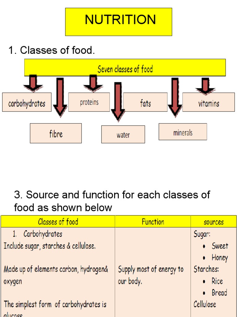 Classes of Food and Nutritional Health | PDF | Science & Mathematics
