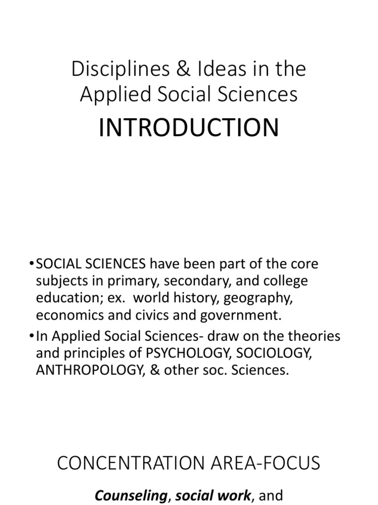 Disciplines & Ideas in The Applied Social SciencesIntroduction Lesson