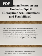 The Human Person As An Embodied Spirit