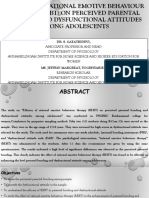 Efficacy of Rational Emotive Behaviour Therapy (REBT) On Perceived Parental Bonding and Dysfunctional Attitudes Among Adolescents