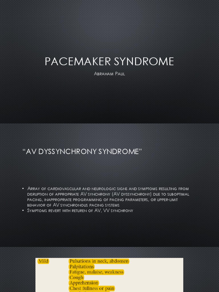 Pacemaker Syndrome | PDF | Artificial Cardiac Pacemaker ...