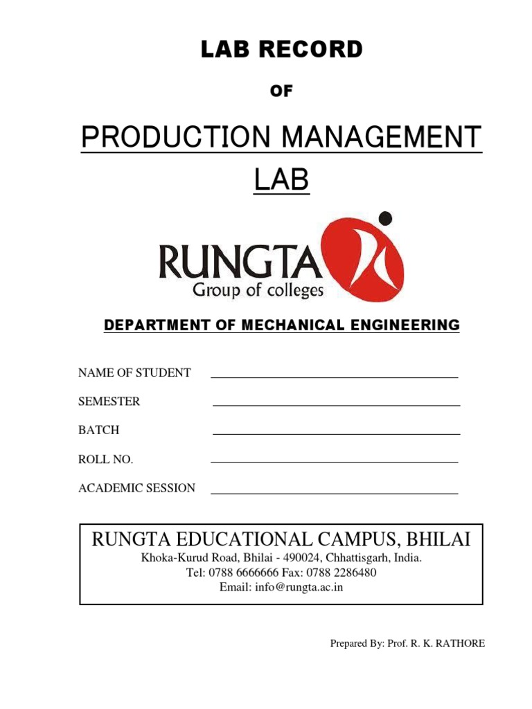 Production Management Lab Manual | PDF | Inventory | Mechanical Engineering