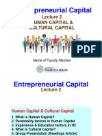 Entrepreneurial Capital: Human Capital & Cultural Capital