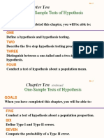 One-Sample Tests of Hypothesis: Chapter Ten