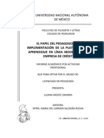 El Papel Del Pedagogo en La Implementación de La Plataforma de Aprendizaje en Líne