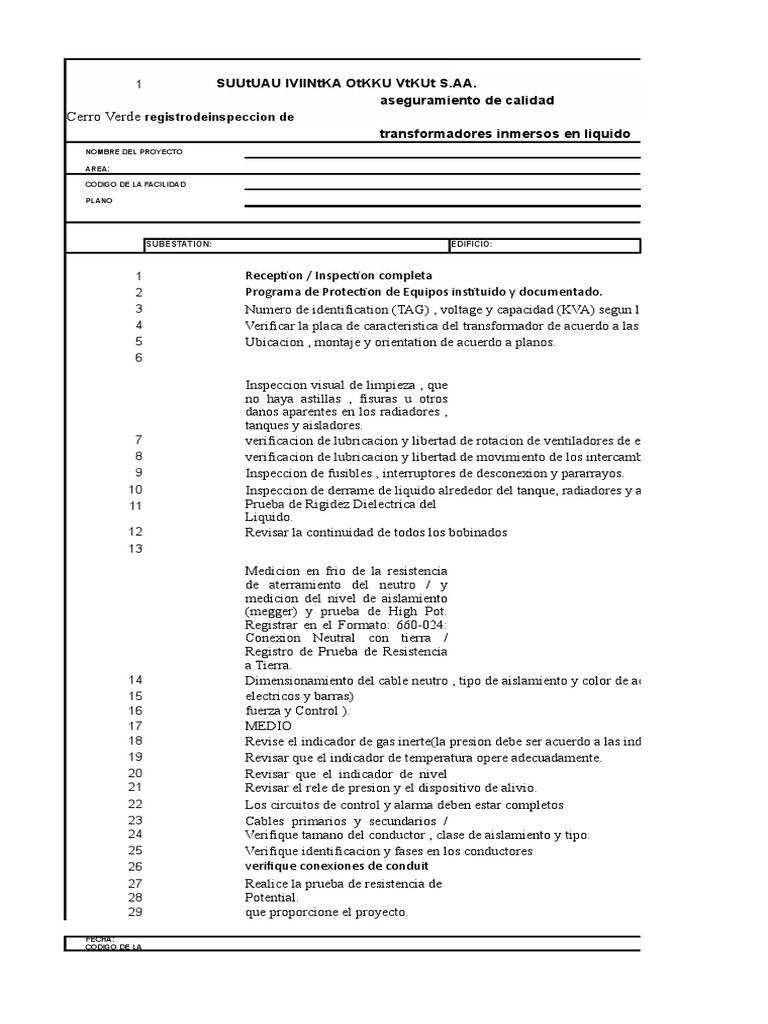 Check List de Trafo | PDF | Transformador | Resistor