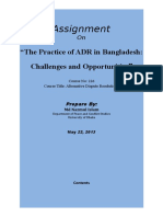 Assignment: "The Practice of ADR in Bangladesh: Challenges and Opportunities