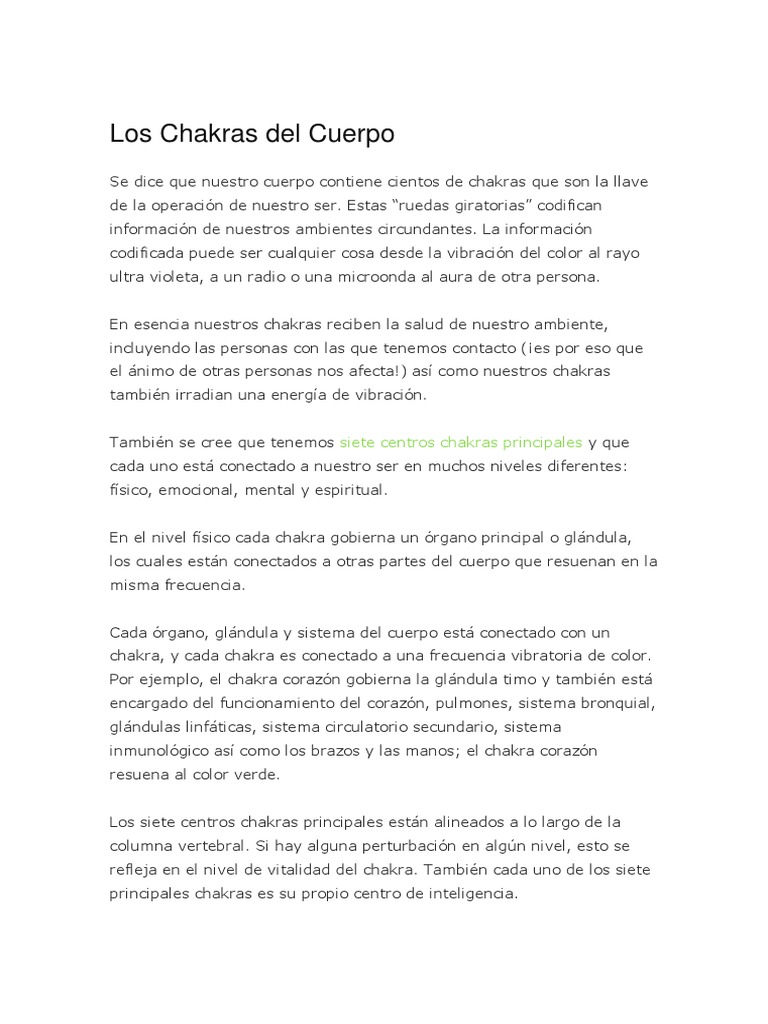 Los Chakras Del Cuerpo | PDF | Color | Ligero