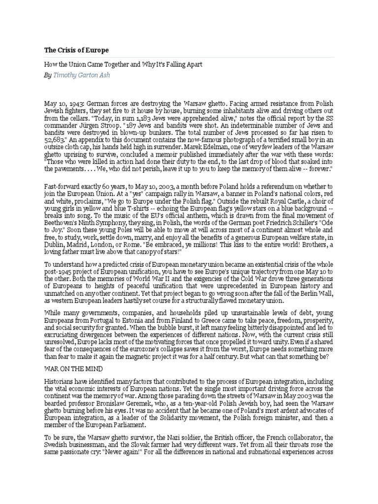 The Crisis of Europe - Russia | PDF | European Union | Eurozone