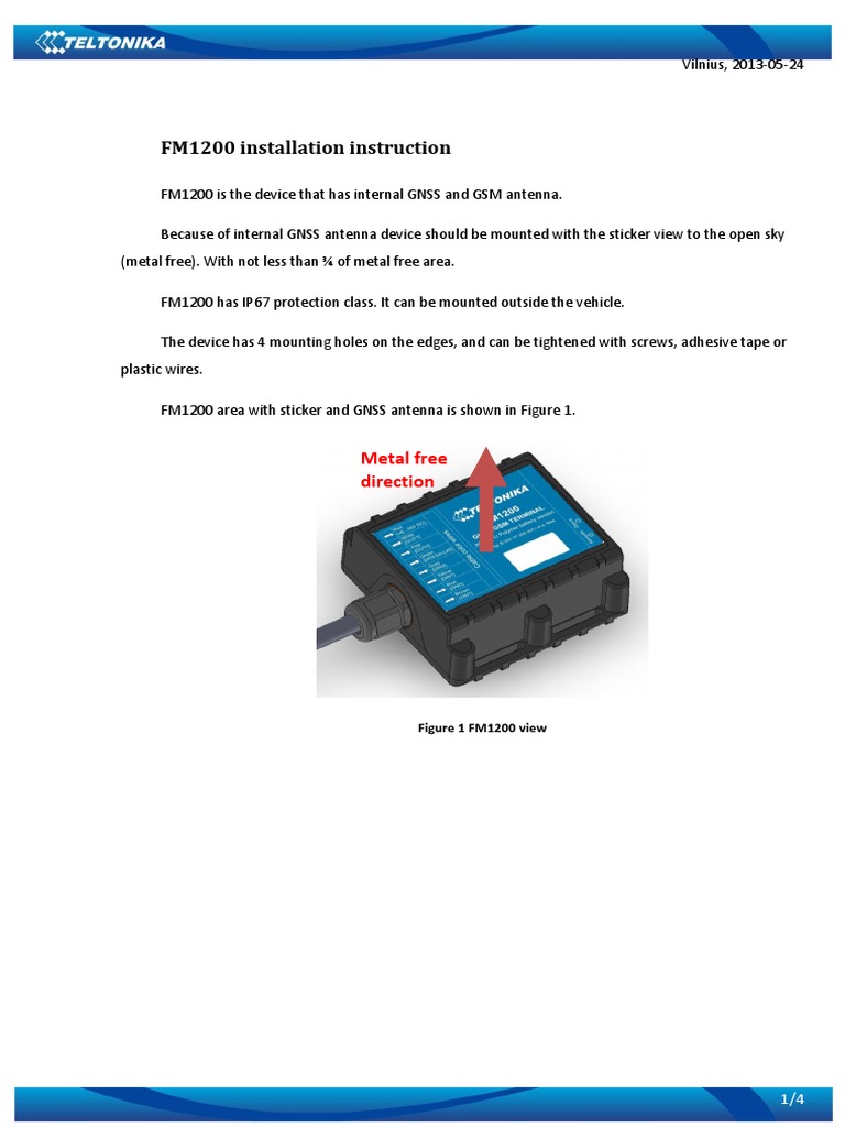 FM1200 Installation Instruction: Metal Free Direction | PDF ...
