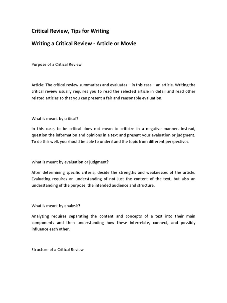 Critical Review Writing Guide | PDF | Evaluation | Communication