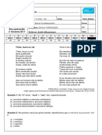 Língua Portuguesa - Prova de Recuperação do 2o Bimestre